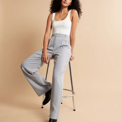Women's Pants | Wide Leg | High Waist | Autumn - Dove