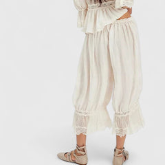 Women's Patchwork Lace Trousers - Relaxed Fit Casual | Spring