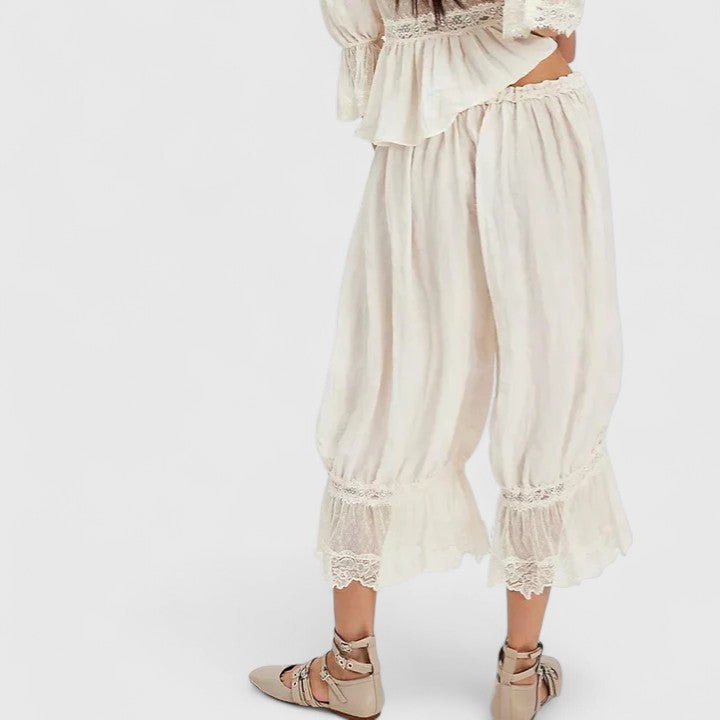 Women's Patchwork Lace Trousers - Relaxed Fit Casual | Spring