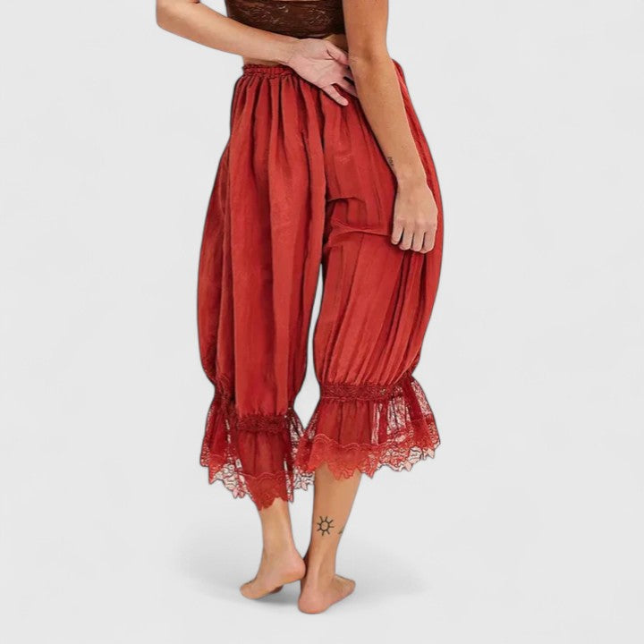 Women's Patchwork Lace Trousers - Relaxed Fit Casual | Spring