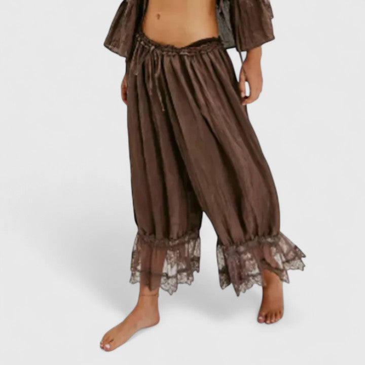 Women's Patchwork Lace Trousers - Relaxed Fit Casual | Spring