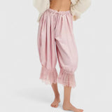 Women's Patchwork Lace Trousers - Relaxed Fit Casual | Spring - Light Pink