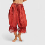 Women's Patchwork Lace Trousers - Relaxed Fit Casual | Spring - Red