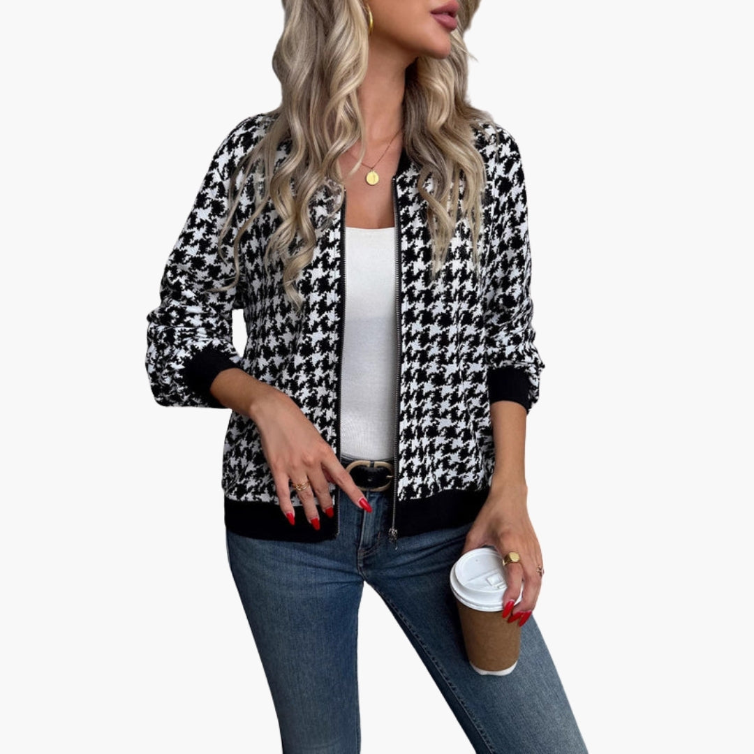 Women's Pattern Bomber | Houndstooth | Autumn