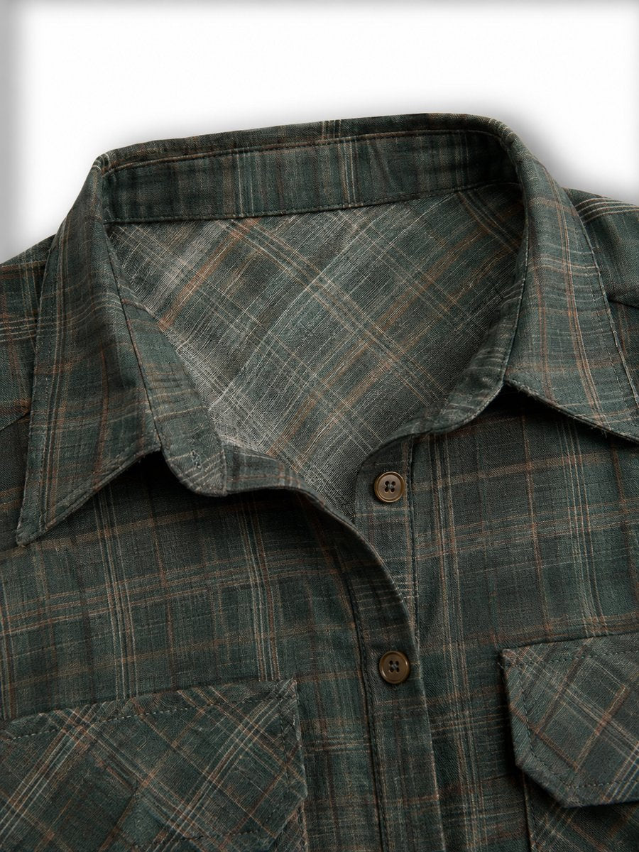 Women's Plaid Flannel Maxi Shirtdress - Button-Down | Autumn