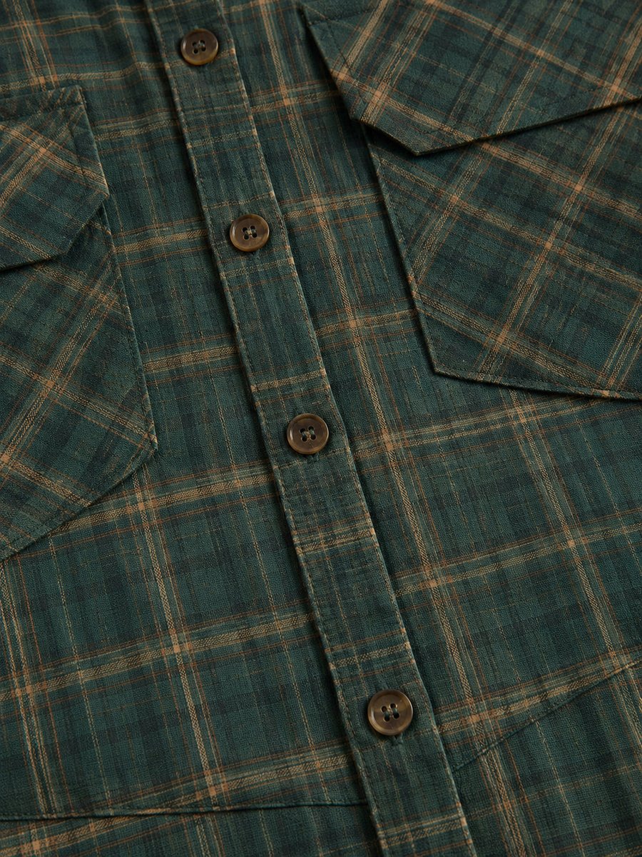 Women's Plaid Flannel Maxi Shirtdress - Button-Down | Autumn