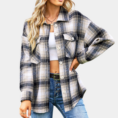 Women's Plaid Jacket | Oversized | Autumn - Black