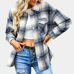 Women's Plaid Jacket | Oversized | Autumn - Blue