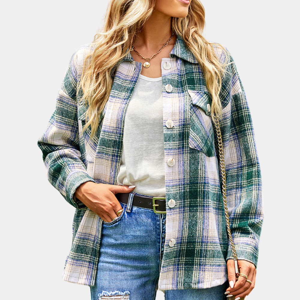 Women's Plaid Jacket | Oversized | Autumn - Green
