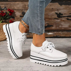 Women's Platform Oxford Sneakers Lace Up Wedge - Beige | Spring
