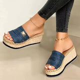Women's Platform Sandals | Slip-On | Summer - Blue