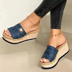 Women's Platform Sandals | Slip-On | Summer - Blue
