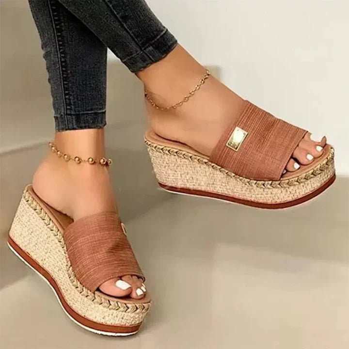 Women's Platform Sandals | Slip-On | Summer - Brown