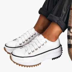 Women's Platform Sneakers | Elevated Sole | Laced | Summer - White