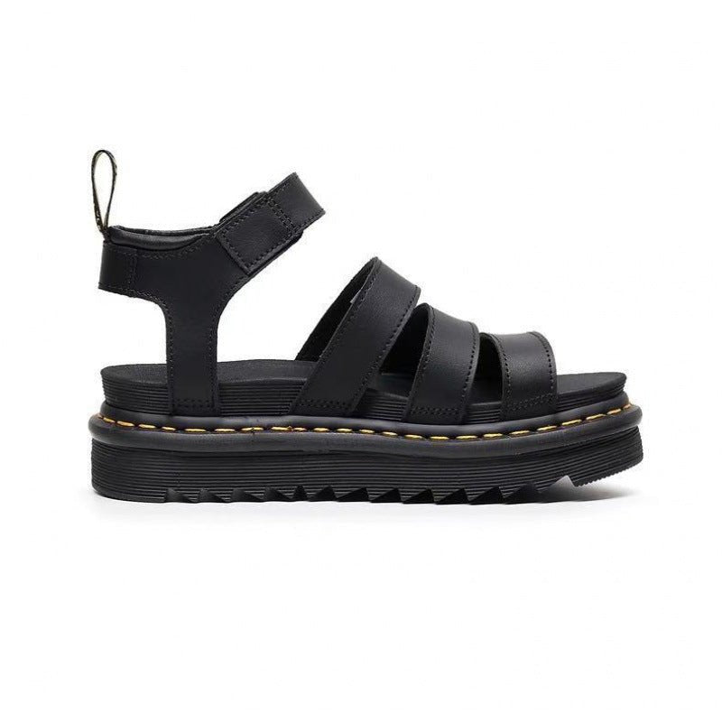 Women's Platform Strappy Sandals - Chunky Sole Buckle Closure | Summer