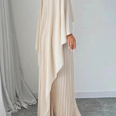Women's Pleated Cape Maxi Dress - Wedding Guest Formal | Spring