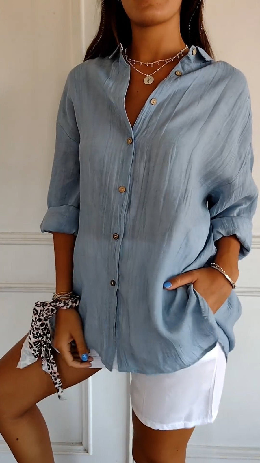 Women's Pleated Elegant Shirt - Timeless Button-Up Blouse | Spring