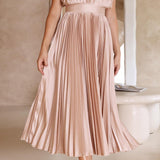 Women's Pleated Maxi Dress - Classic Elegance | Spring - Champagne