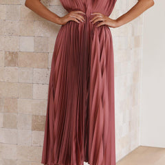 Women's Pleated Maxi Dress - Classic Elegance | Spring