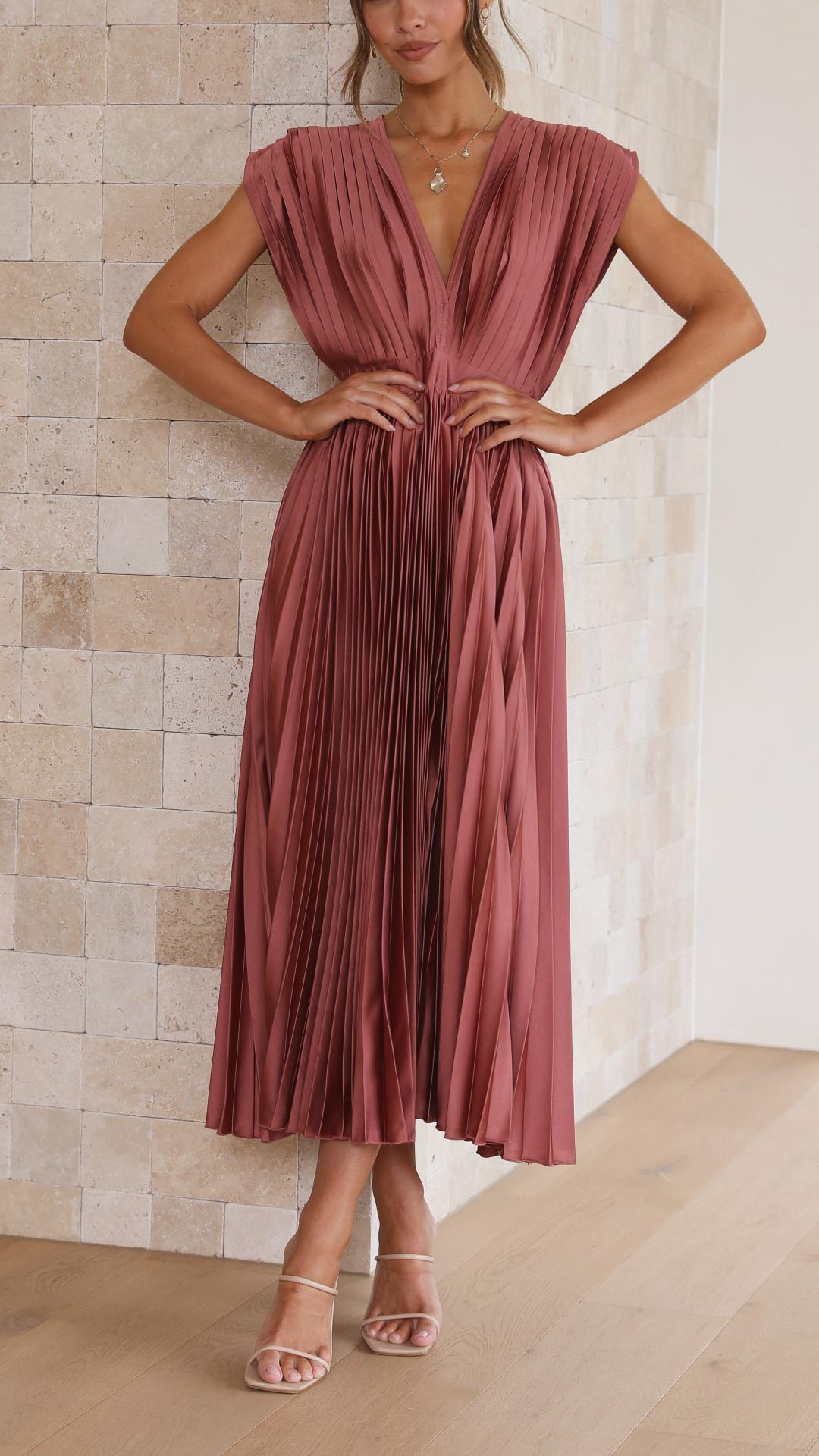 Women's Pleated Maxi Dress - Classic Elegance | Spring