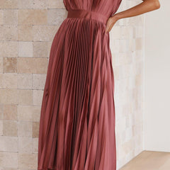 Women's Pleated Maxi Dress - Classic Elegance | Spring