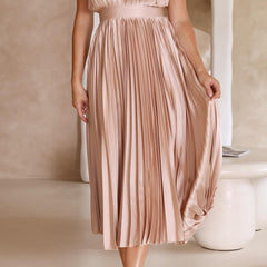 Women's Pleated Maxi Dress - Classic Elegance | Spring