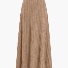 Women's Pleated Midi Skirt | Elegant | Autumn - Tan