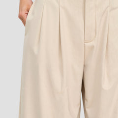 Women's Pleated Trousers | High Waist | Beige | Autumn
