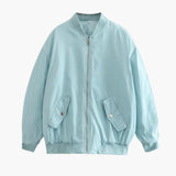 Women's Plus Size Bomber | Ribbed Cuff | Spring - Blue