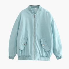 Women's Plus Size Bomber | Ribbed Cuff | Spring - Blue