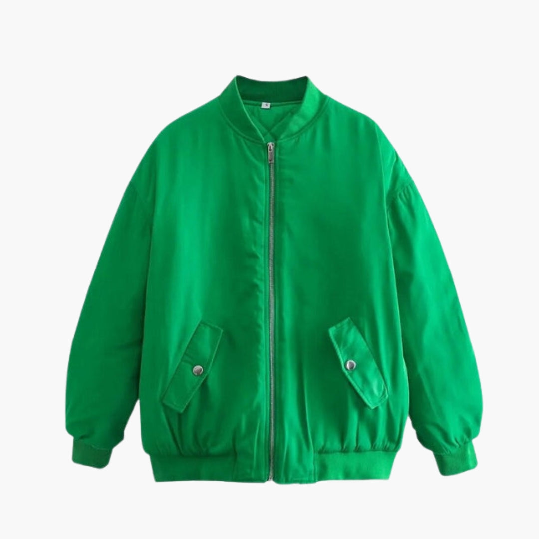 Women's Plus Size Bomber | Ribbed Cuff | Spring - Green