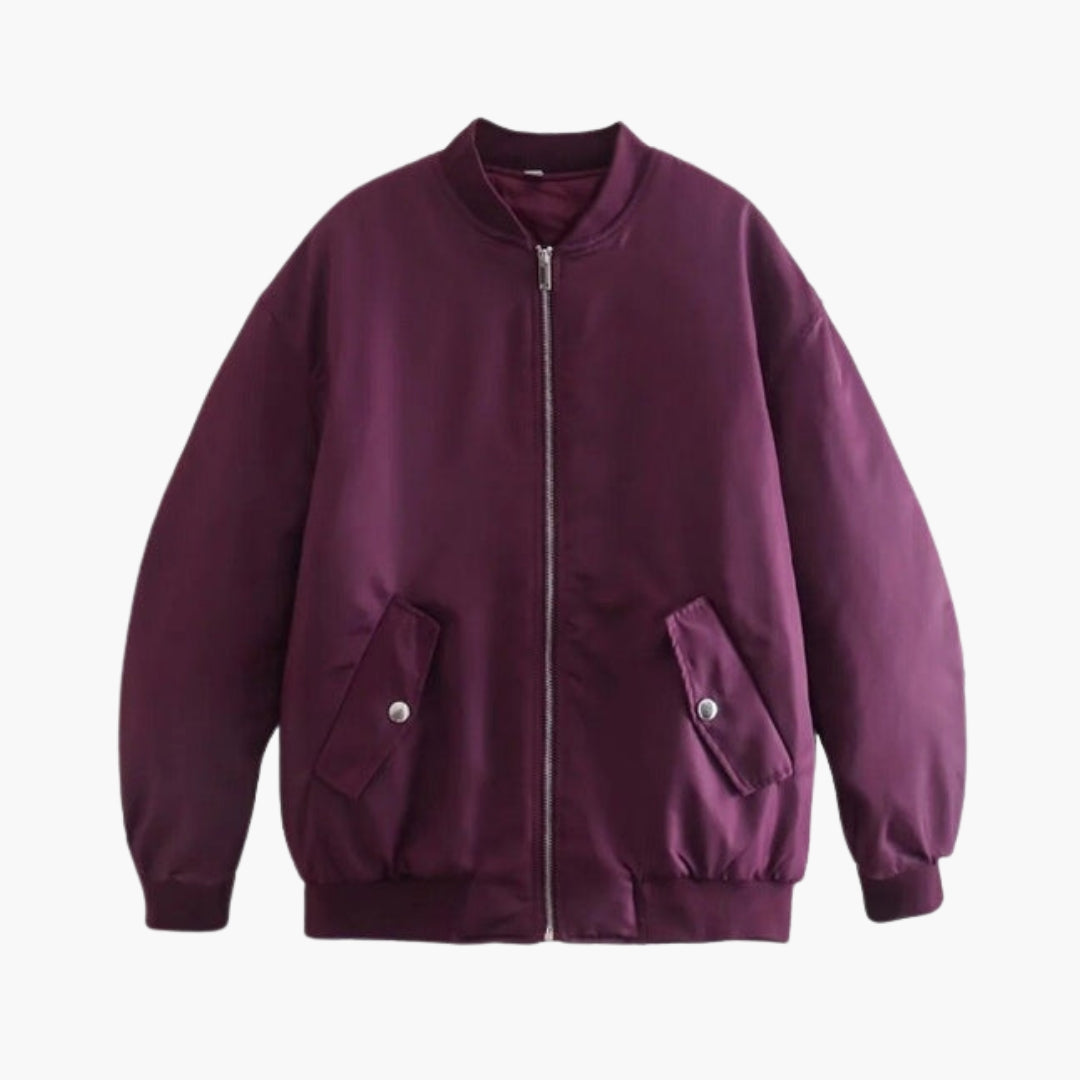 Women's Plus Size Bomber | Ribbed Cuff | Spring - Purple