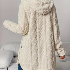 Women's Plush Hooded Button-Front Cardigan - Cozy Fleece | Autumn