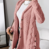 Women's Plush Hooded Button-Front Cardigan - Cozy Fleece | Autumn - Pink