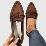 Women's Pointed Loafer with Bow Knot - Elegant Summer Style - Khaki