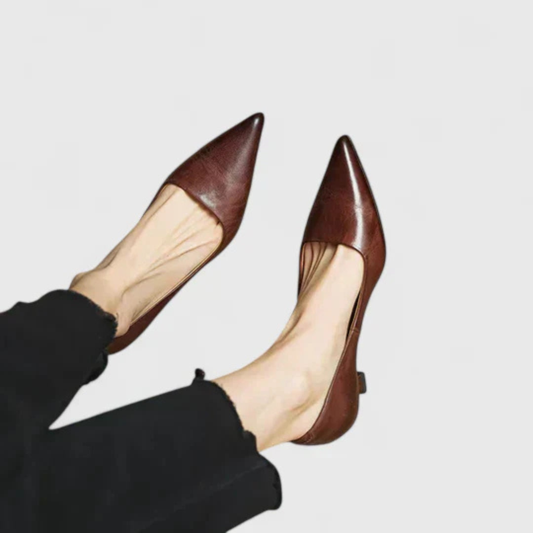 Women's Pointed Toe Low Heel Pumps - Classic Tapered Silhouette
