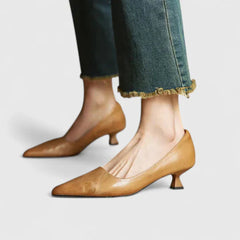 Women's Pointed Toe Low Heel Pumps - Classic Tapered Silhouette