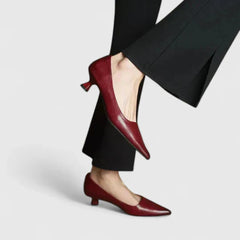 Women's Pointed Toe Low Heel Pumps - Classic Tapered Silhouette
