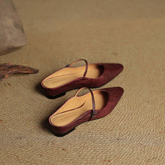 Women's Pointed Toe Mules Mary Jane Strap - Genuine Leather | Spring