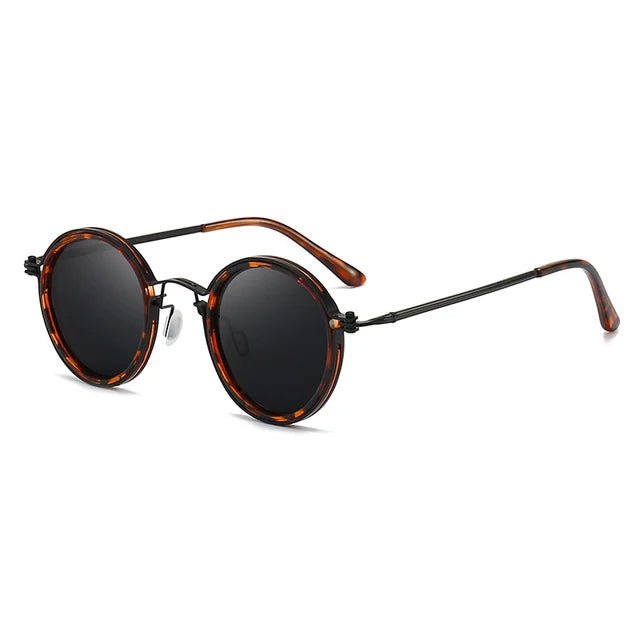Women's Polarized Round Frame Sunglasses - Gold Metal - Black 2