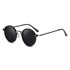 Women's Polarized Round Frame Sunglasses - Gold Metal - Black