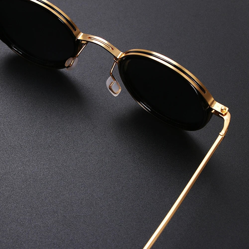 Women's Polarized Round Frame Sunglasses - Gold Metal