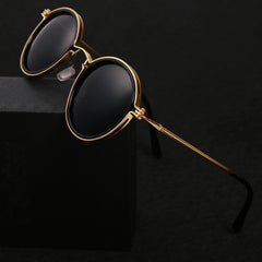 Women's Polarized Round Frame Sunglasses - Gold Metal