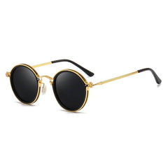Women's Polarized Round Frame Sunglasses - Gold Metal - Gold