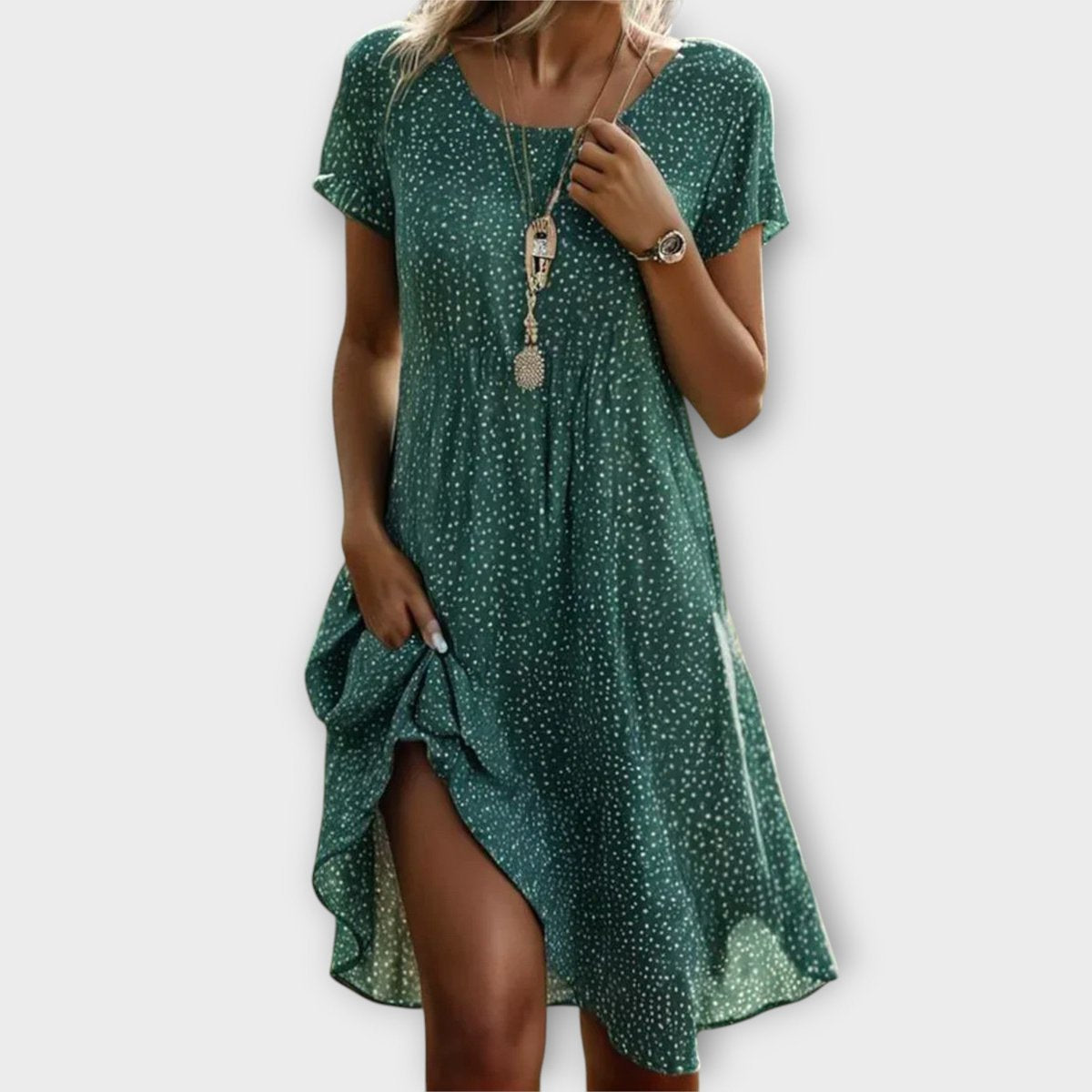 Women's Polka Dot A-Line Midi Dress - Casual Flowy | Summer - XS