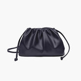 Women's Pouch Bag | Faux Leather | Drawstring | Winter - Black
