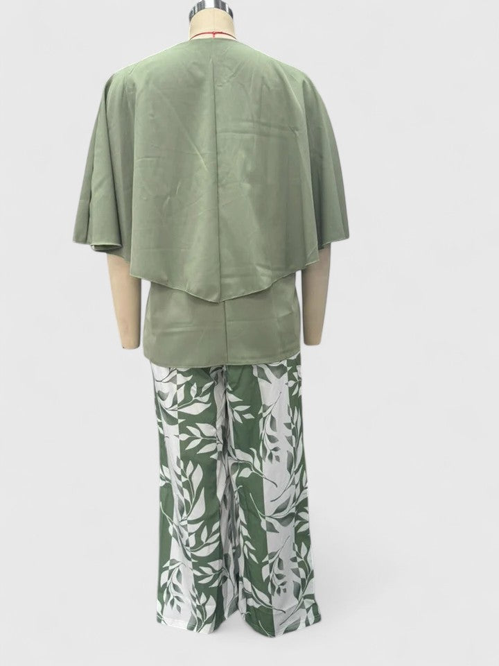 Women's Printed Crew Neck Set - Casual Comfort Top & Pants | Spring