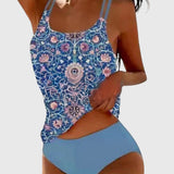 Women's Printed Tankini Swimsuit Set - Blue | Summer - Navy