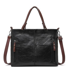 Women's PU Leather Shoulder Bag - Elegant Organizer - Grey
