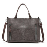 Women's PU Leather Shoulder Bag - Elegant Organizer - Grijs
